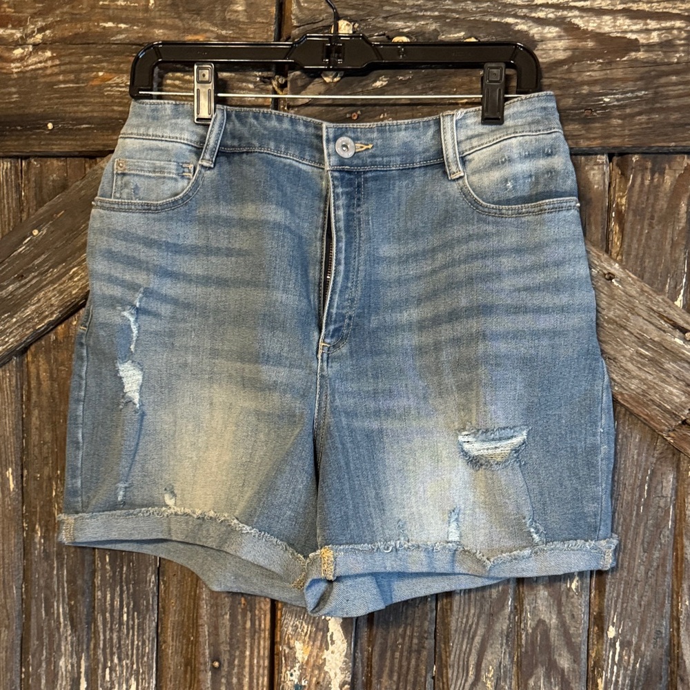 Distressed Light Blue Women's Denim Shorts